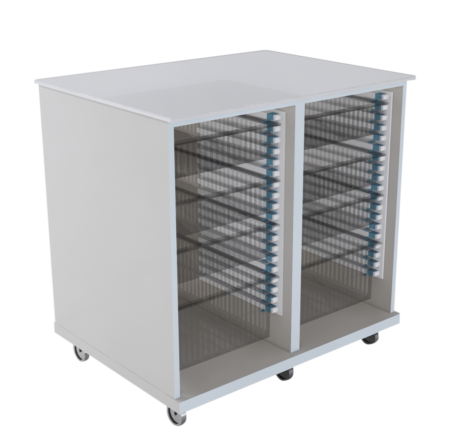 HTM71 Double Mobile Base Unit with trays