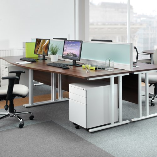 Desk High Pedestal 600mm Silver Handles